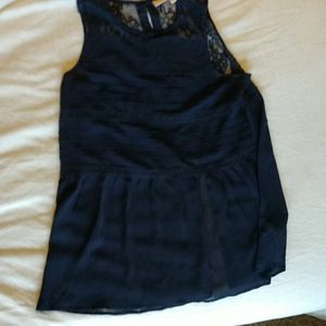 LOGO lacy sheer overlay tunic top